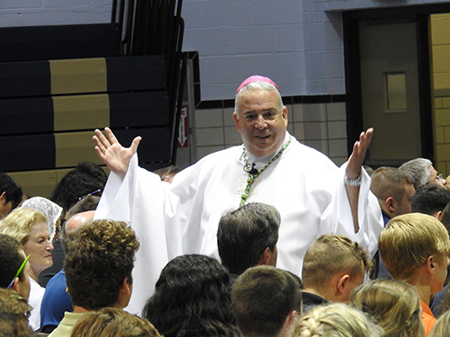 Bishop Perez visits Hoban and engages the hearts and minds of students