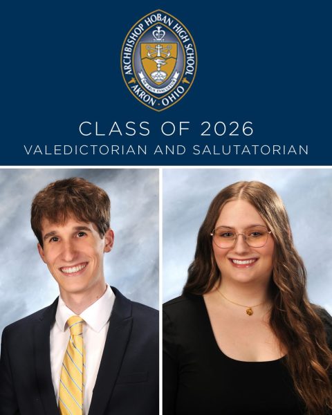 Pictured on the left is 2026 Valedictorian Alexander Haran. Alongside Haran on the right is 2026 Salutatorian Danielle Ferree.  IMAGE COURTESY OF MELANIE WHITE