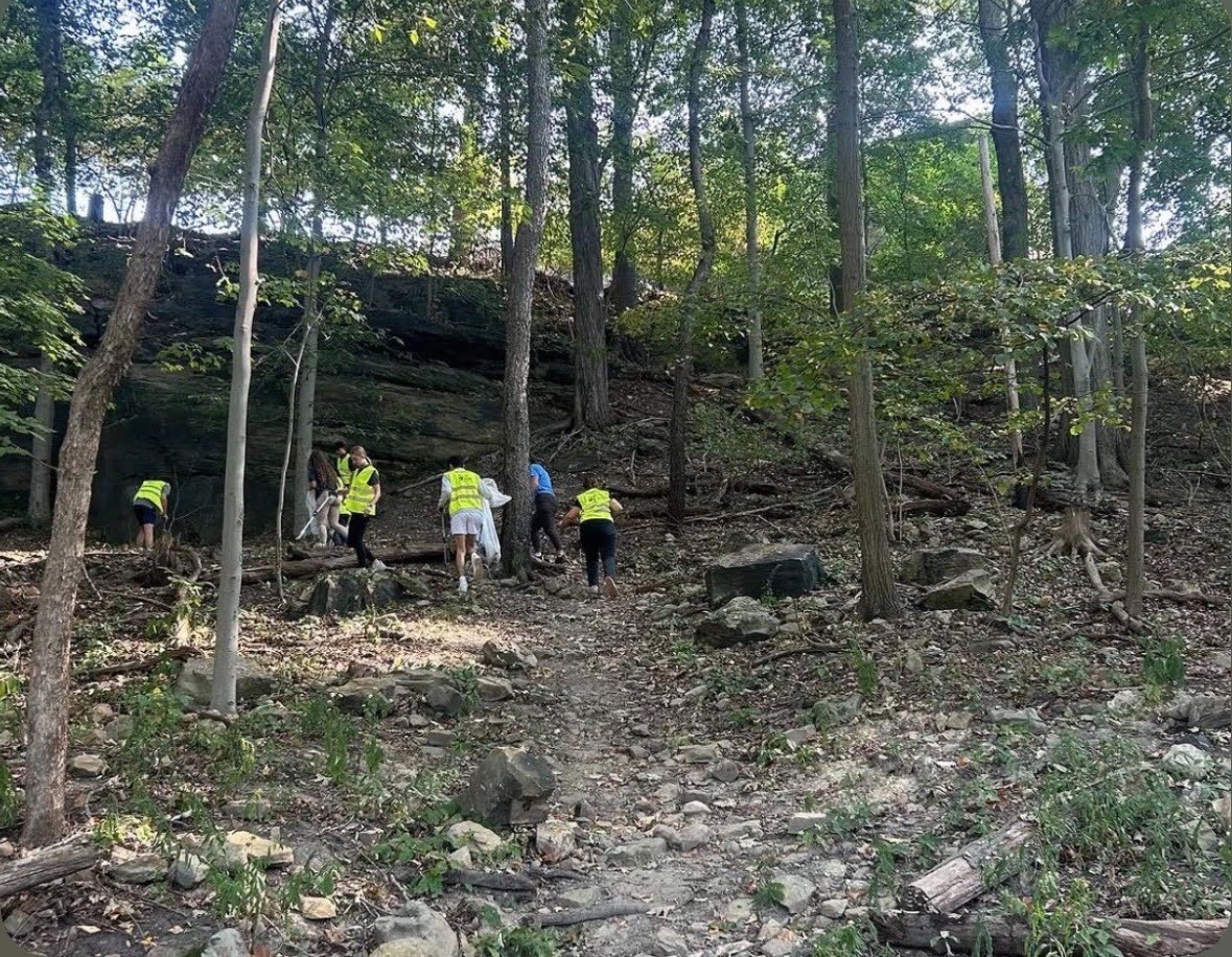 Hoban’s Earth Guardians club takes a trip to a local park for one of their meetings. Members collect and discard of litter. PHOTO COURTSEY OF KELSEY SEES