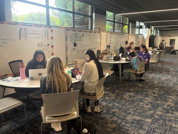 Intervention Specialist Jenna Congeni assists various students in Hoban’s Academic Success Center. Services are open to all students throughout the school day, offering guidance in a variety of subjects. 