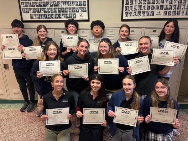 The 2025-2026 Visor class stands with their individual awards. Each student received an award spanning many categories and competition with schools. PHOTO COURTESY OF BRIAN LUCK